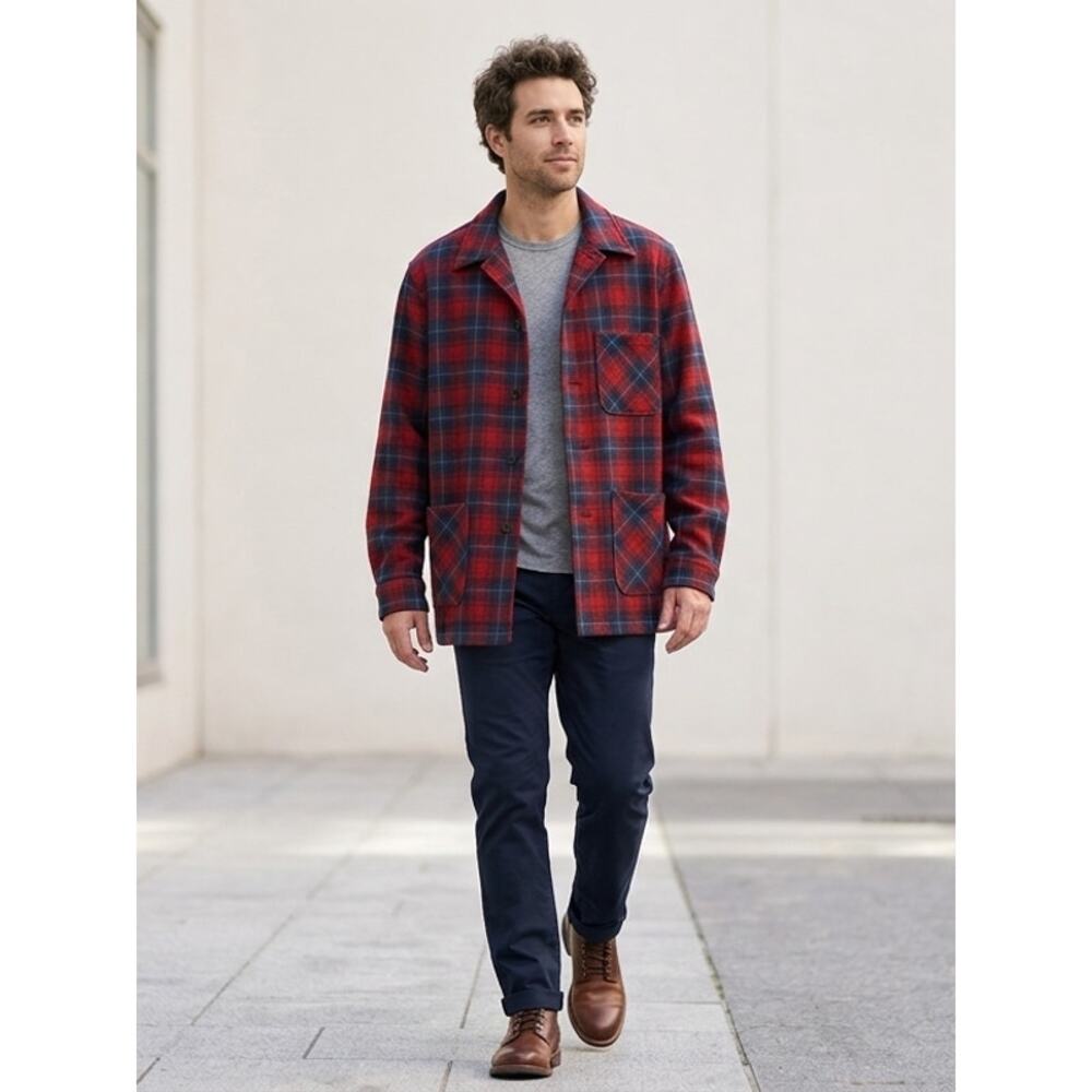 Vintage Pendleton Virgin 100% Wool Flannel Heavy Shirt Jacket Men Size XL - Picture 2 of 10